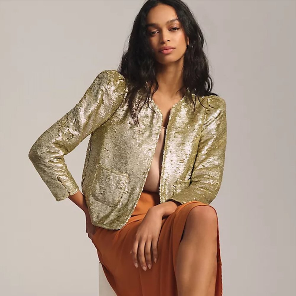 NWT 'Love The Label ' Antropologie Olivier Sequin Jacket - M
